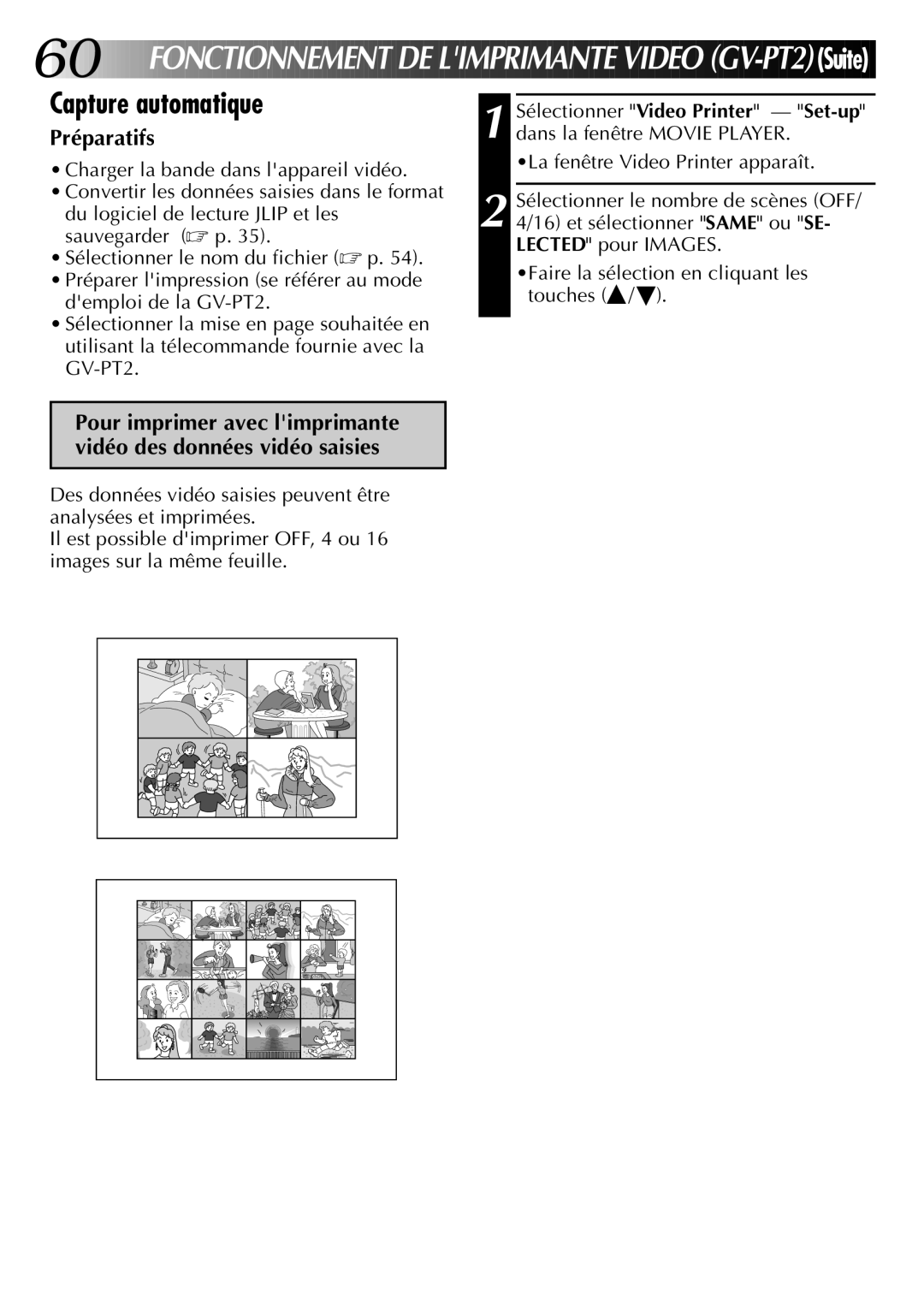 JVC GV-DS1U manual Capture automatique, Préparatifs 