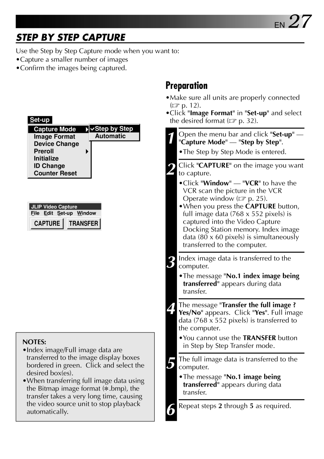 JVC GV-DS2 manual Step by Step Capture, Set-up Capture Mode Step by Step 