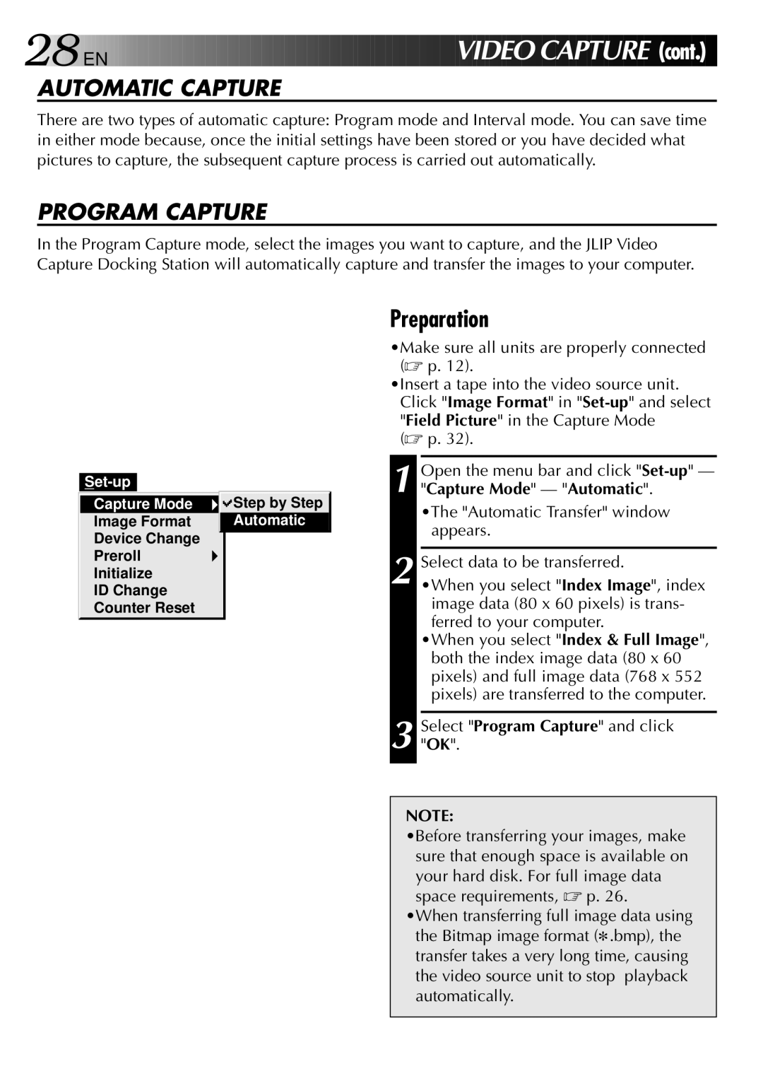 JVC GV-DS2 manual EN V Ideo CA Pture, Automatic Capture, Program Capture 