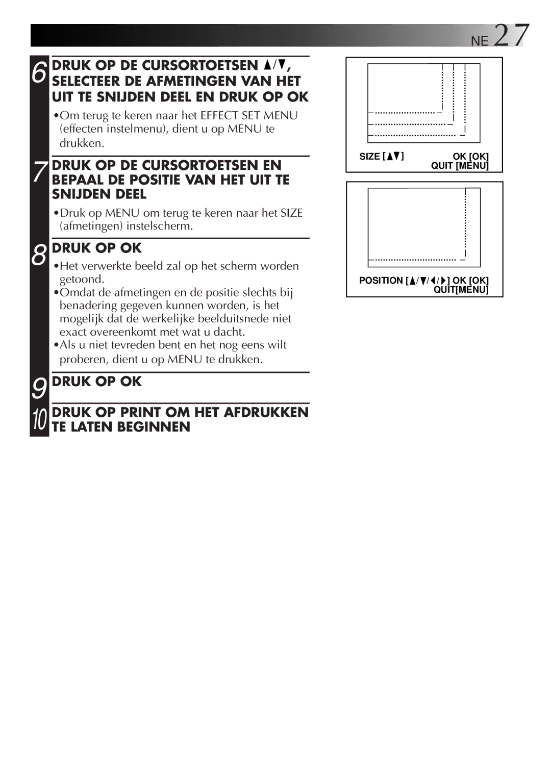 JVC GV-DT3 manual Position / / / OK OK Quitmenu 