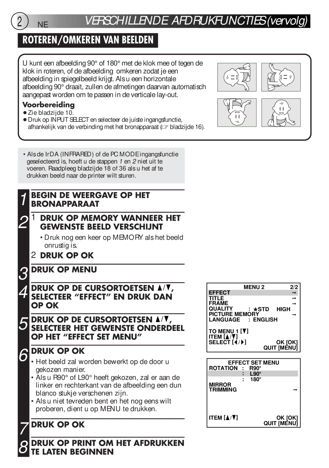 JVC GV-DT3 manual Verschillende Afdrukfunc Ties vervolg 