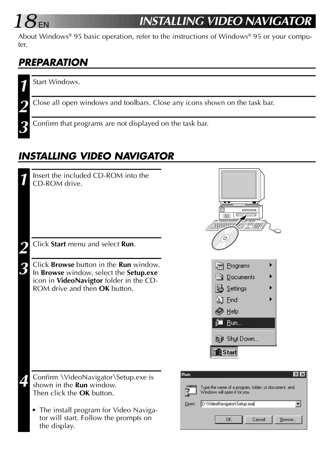 JVC GV-DV1000 manual 18 EN, Preparation 