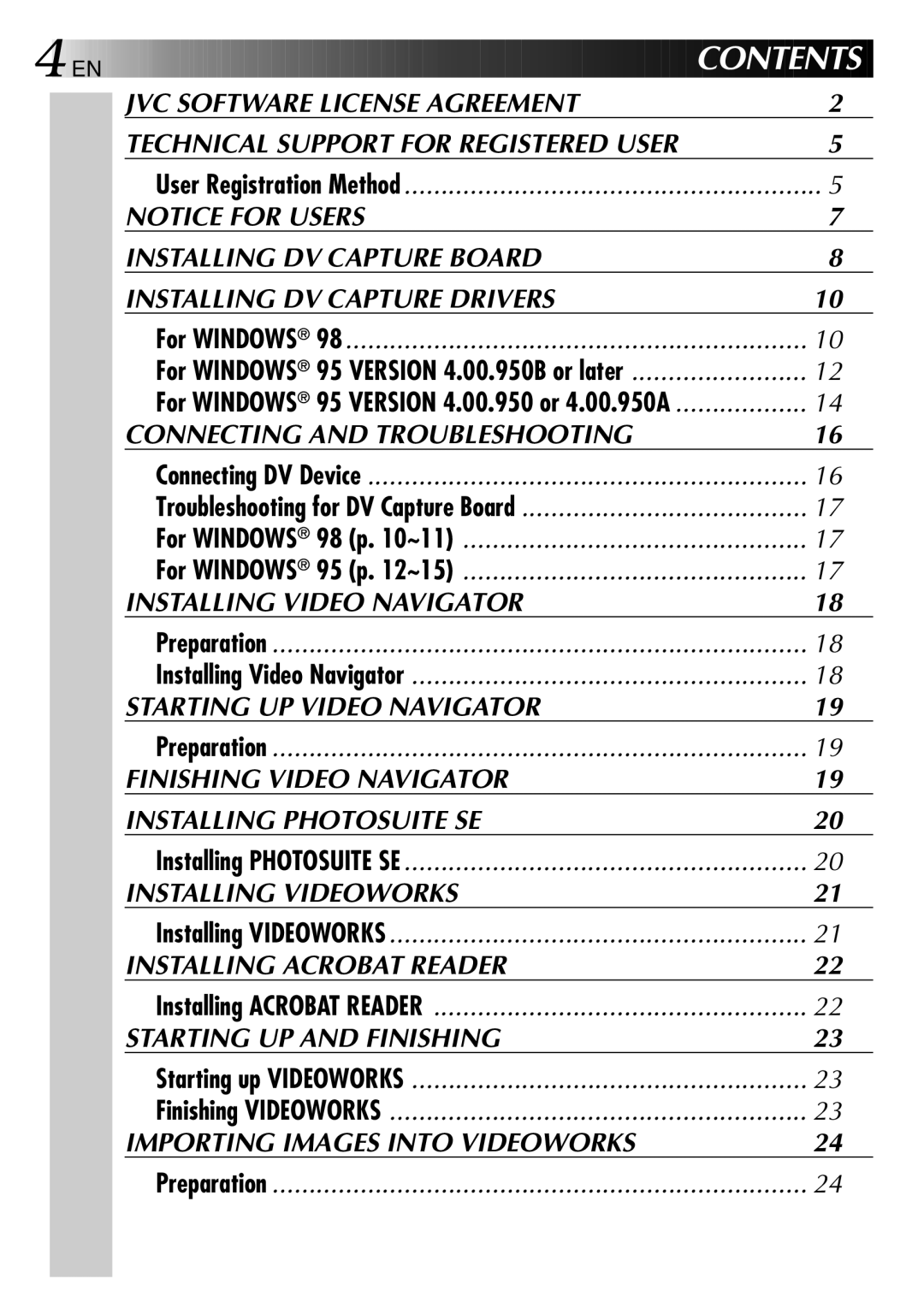 JVC GV-DV1000 manual Contents 