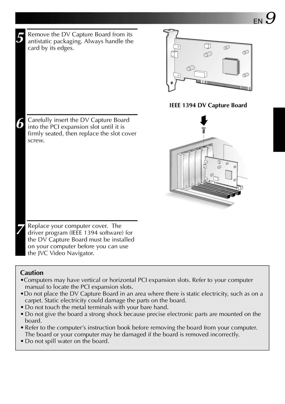 JVC GV-DV1000 manual Ieee 1394 DV Capture Board 