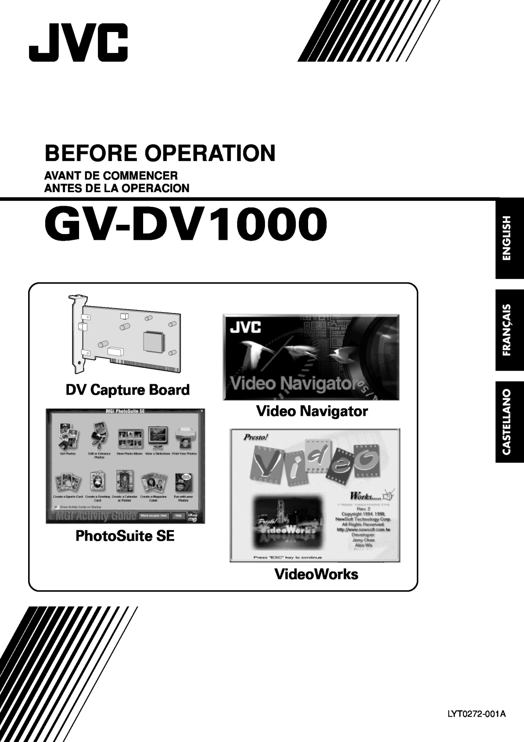 JVC GV-DV1000 manual DV Capture Board Video Navigator PhotoSuite SE VideoWorks, Before Operation, LYT0272-001A 