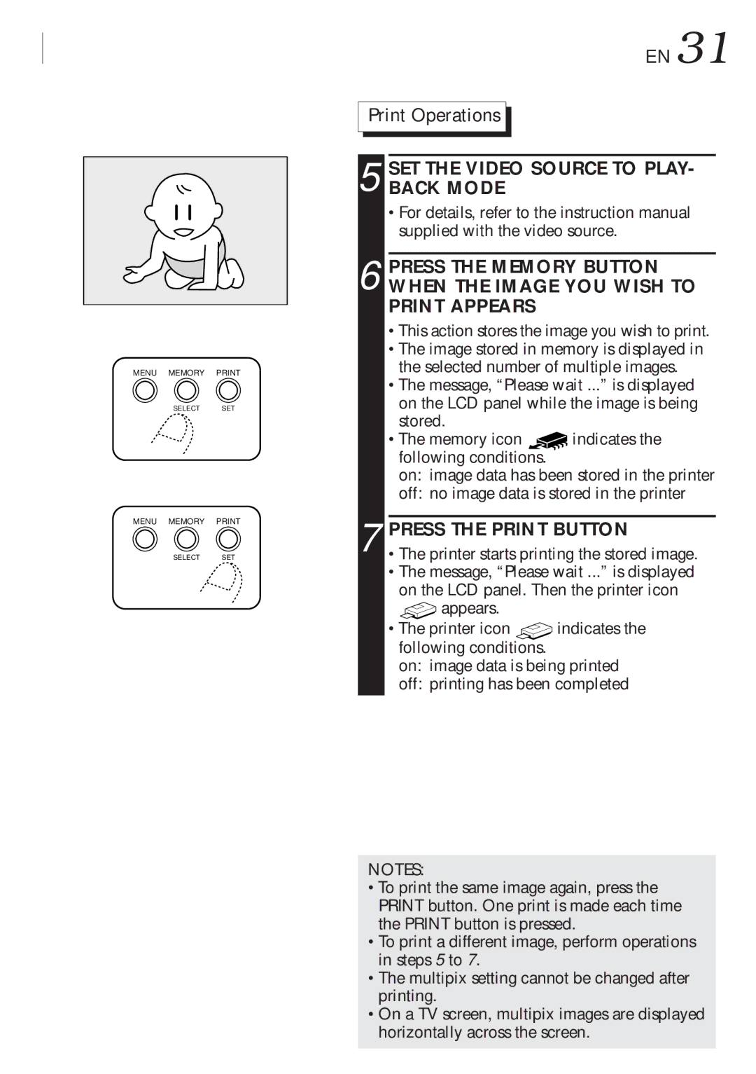 JVC GV-HT1U manual On the LCD panel. Then the printer icon 