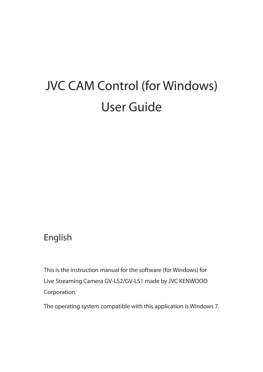 JVC GV-L51, GV-L52 instruction manual JVC CAM Control for Windows User Guide 