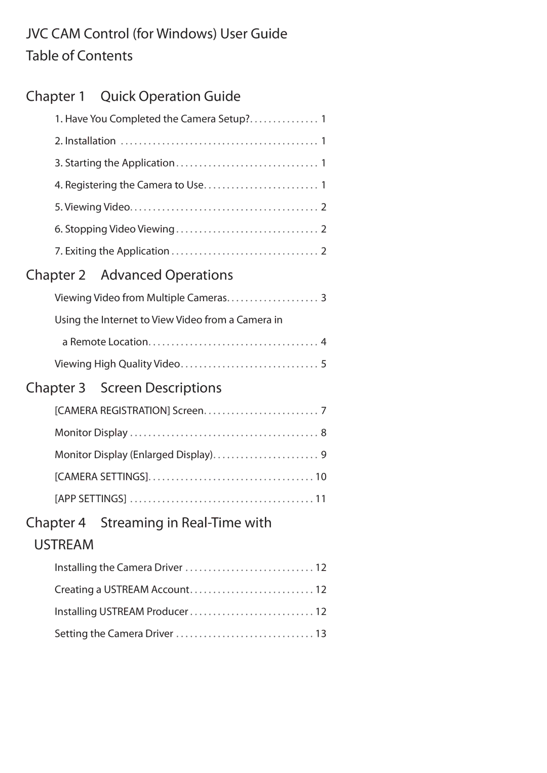 JVC GV-L52, GV-L51 instruction manual Ustream 