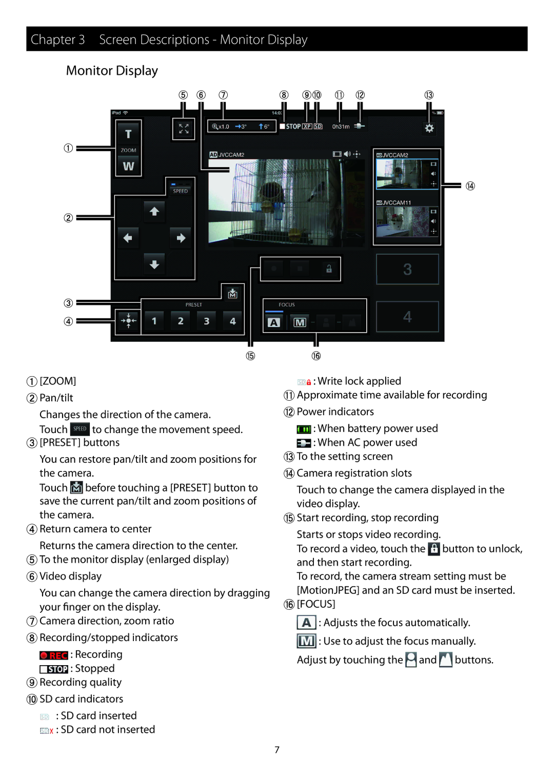 JVC GV-LS2, GV-LS1 instruction manual Monitor Display, Focus 