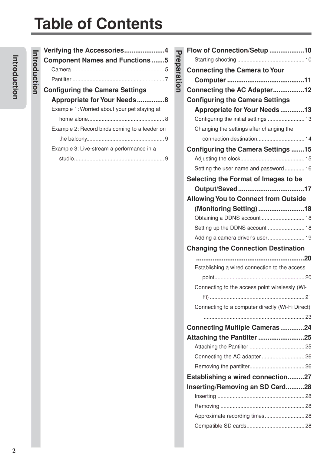 JVC GV-LS2 U manual Table of Contents 