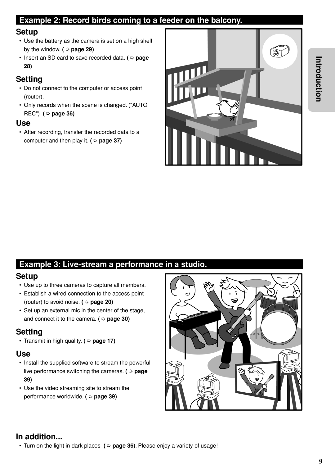 JVC GV-LS2 U manual Example 2 Record birds coming to a feeder on the balcony, Setup, Addition 