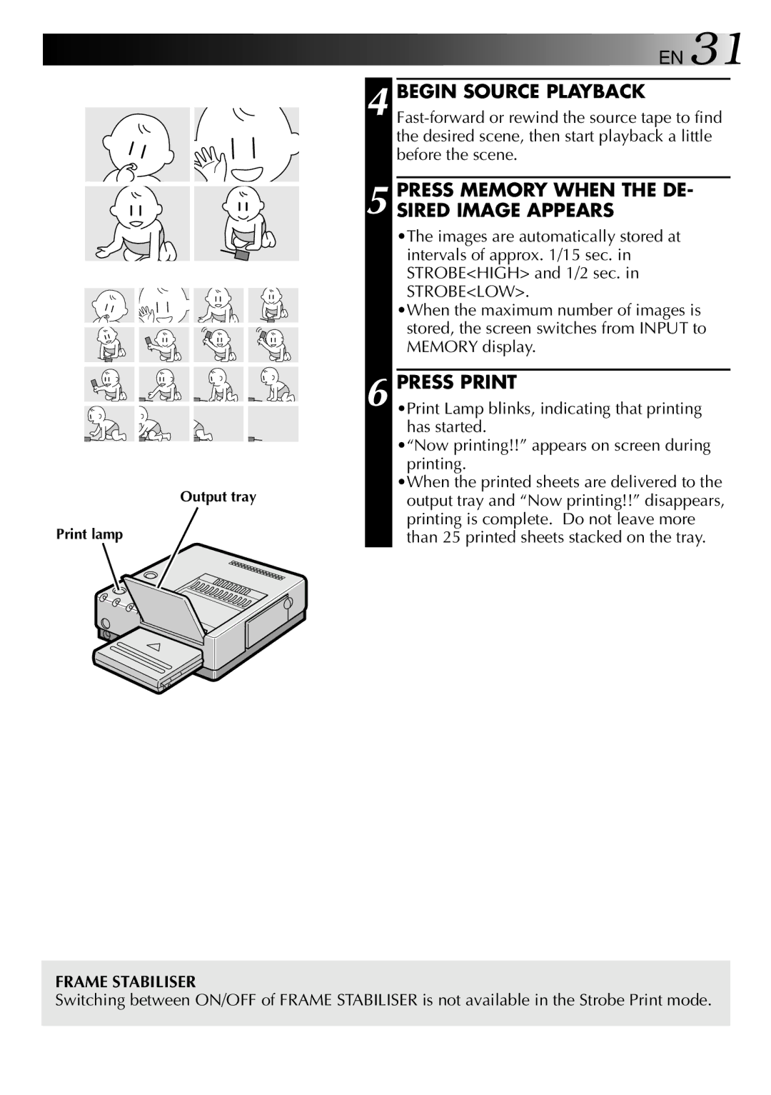 JVC GV-PT2 manual Press Memory When the DE- Sired Image Appears 