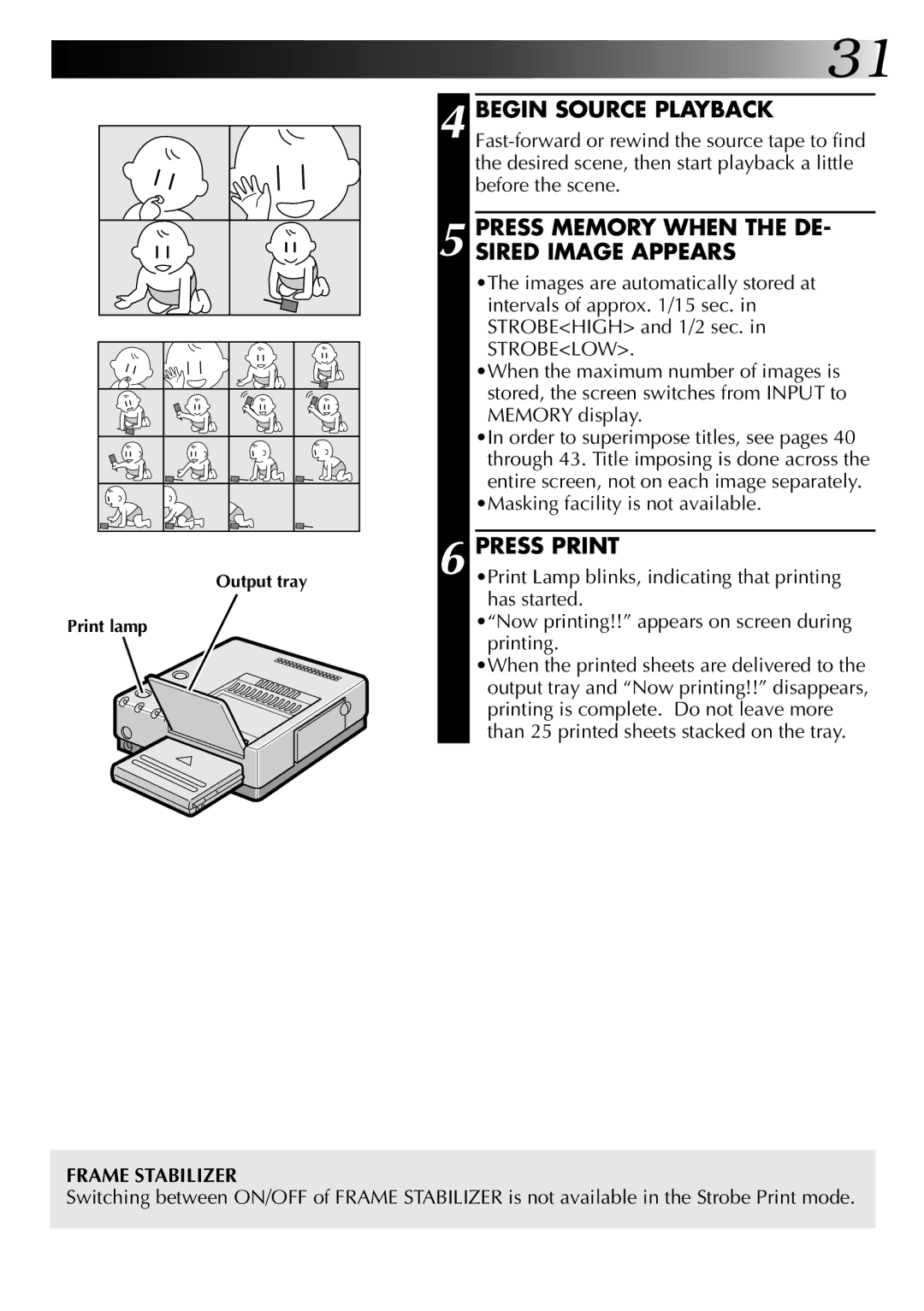 JVC GV-PT2U manual Press Memory When the DE- Sired Image Appears, Masking facility is not available 