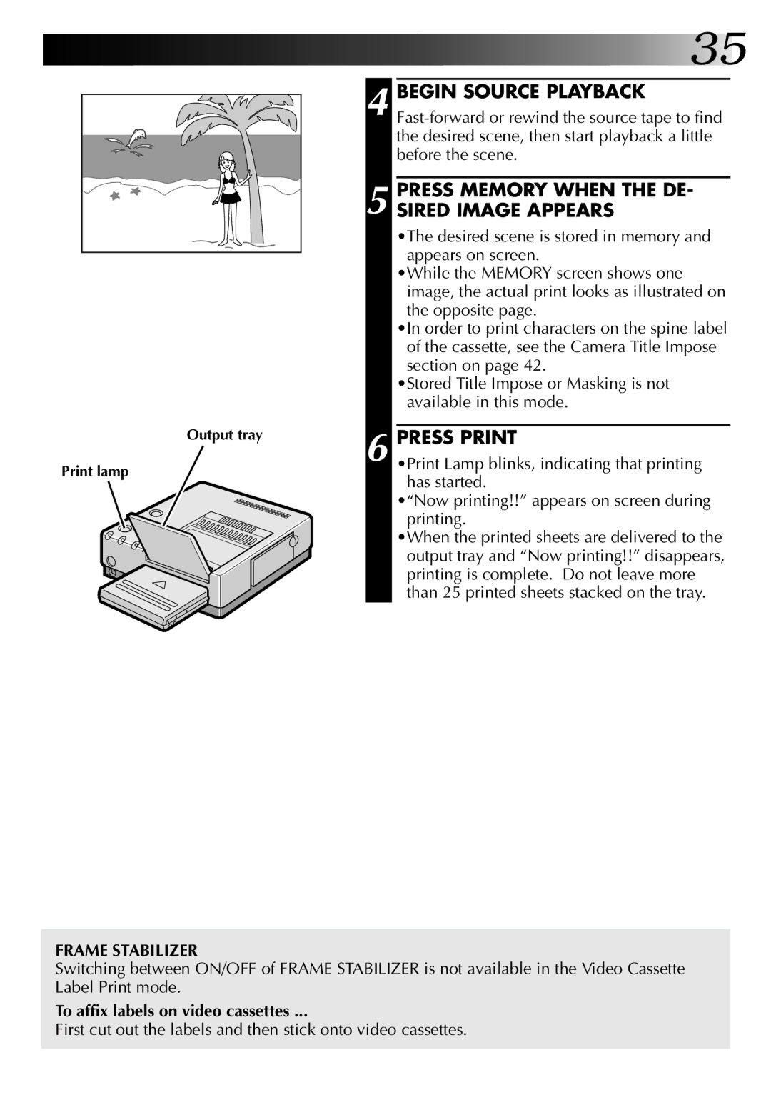 JVC GV-PT2U manual To affix labels on video cassettes, First cut out the labels and then stick onto video cassettes 