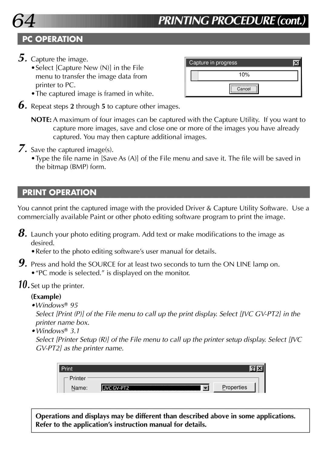 JVC GV-PT2U manual Printing Proc E DUR E, Example 