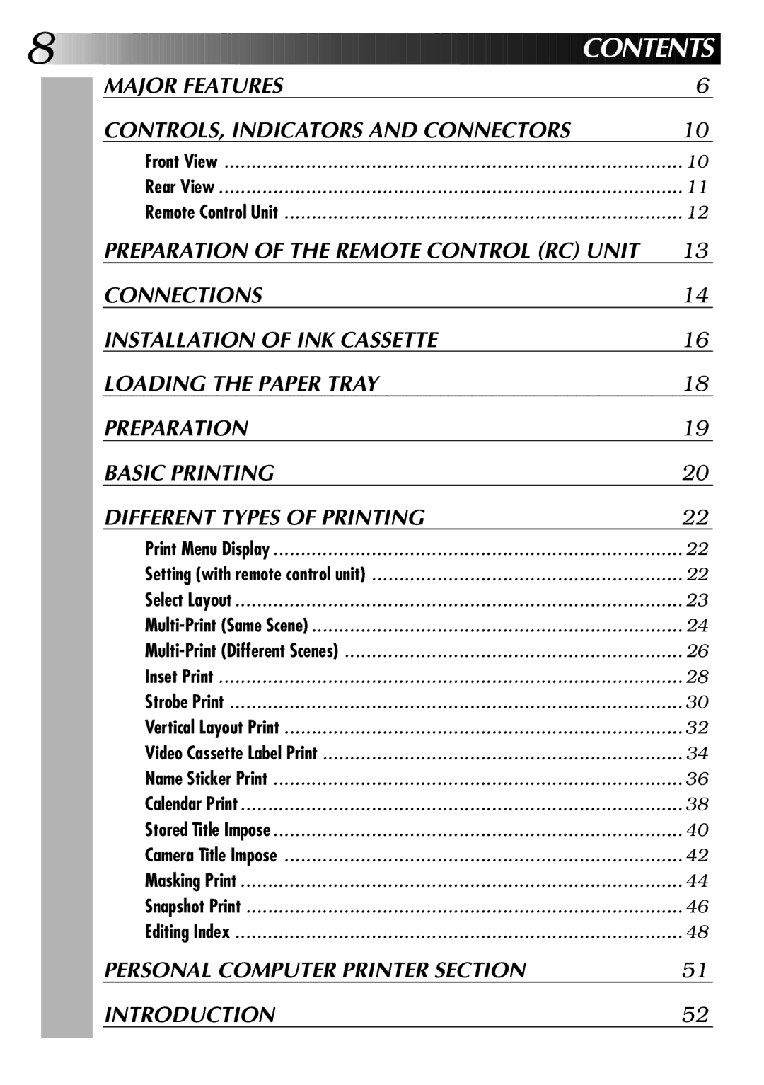 JVC GV-PT2U manual Contents 