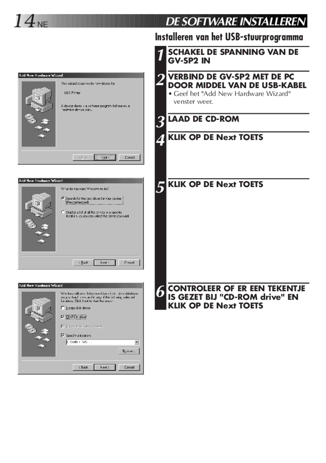 JVC GV-SP2 manual NE DE S Oftwa RE Instal Leren, Laad DE CD-ROM 