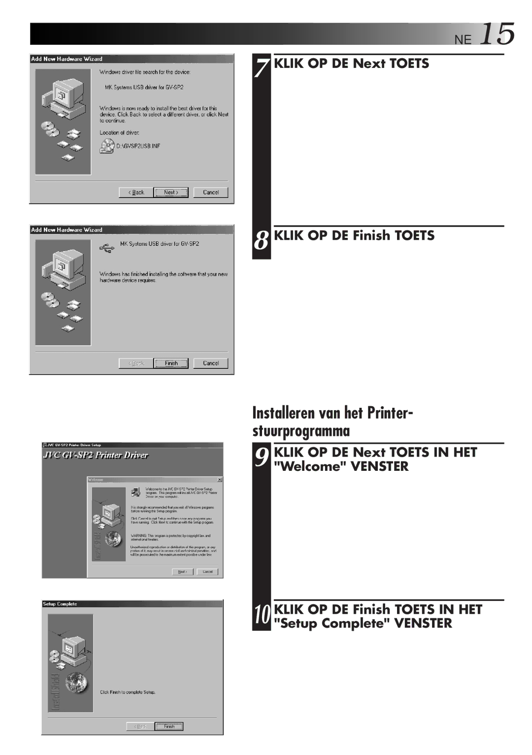 JVC GV-SP2 manual Installeren van het Printer- stuurprogramma 