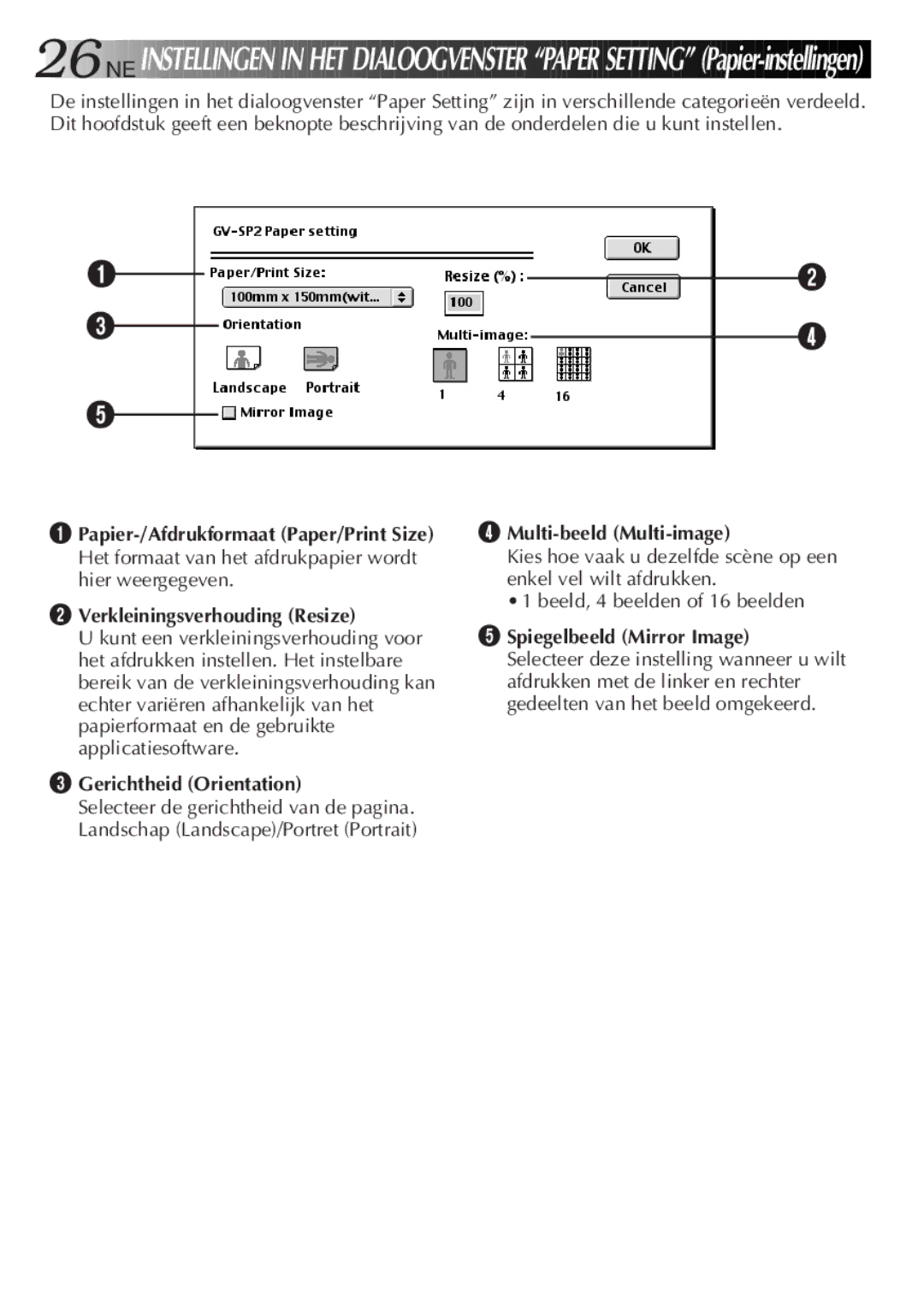 JVC GV-SP2 manual Gerichtheid Orientation Multi-beeld Multi-image, Spiegelbeeld Mirror Image 