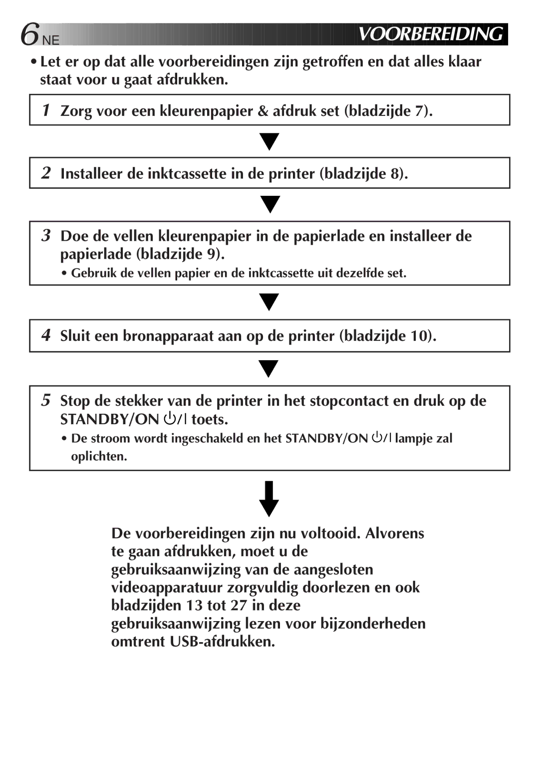 JVC GV-SP2 manual VOO Rbereiding 