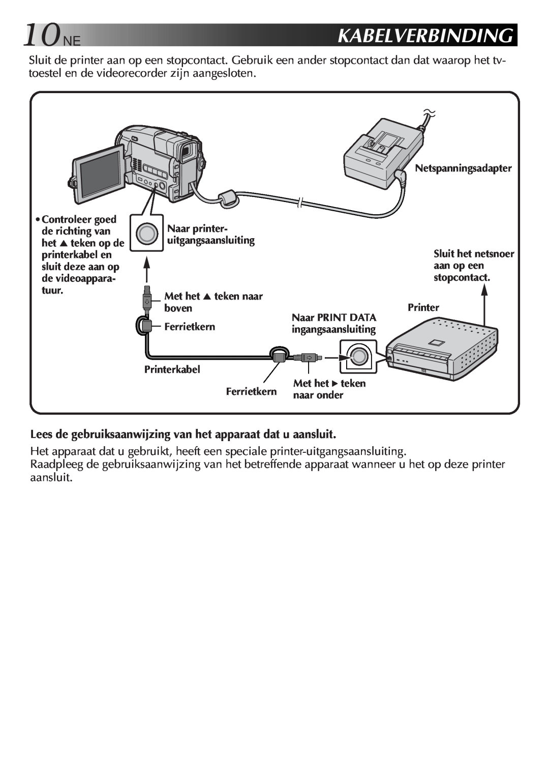 JVC GV-SP2 manual 10NE, Kabelverbinding 