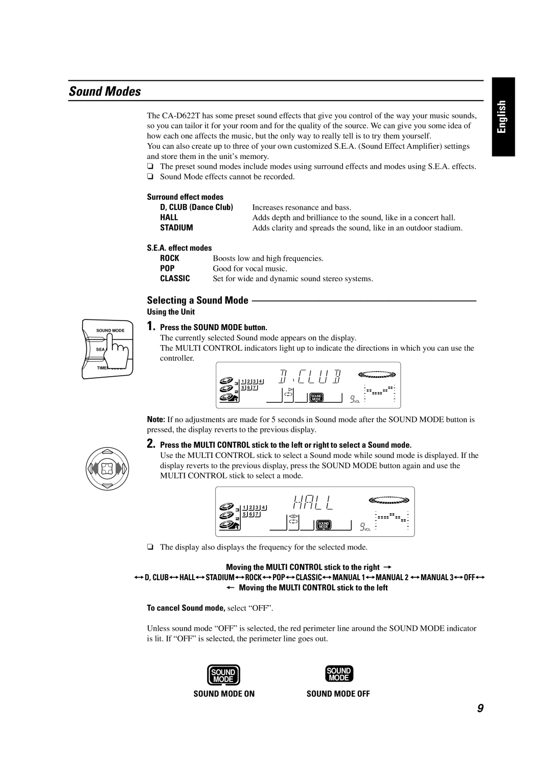 JVC GVT0001-002A manual Sound Modes 