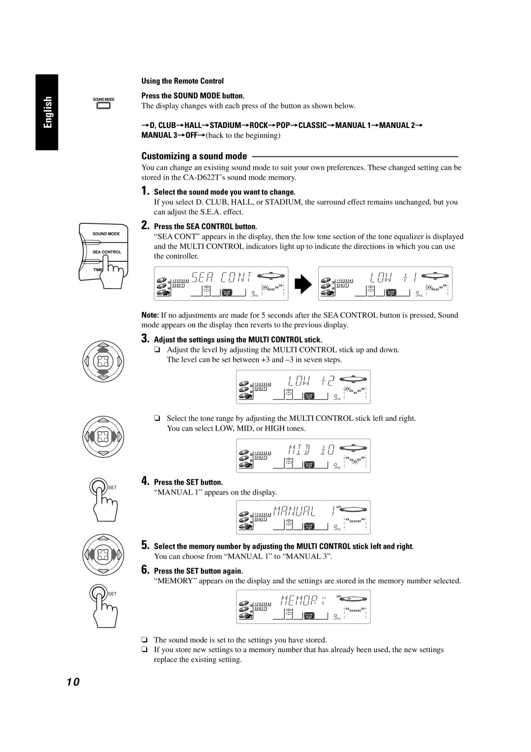 JVC GVT0001-002A manual Customizing a sound mode 