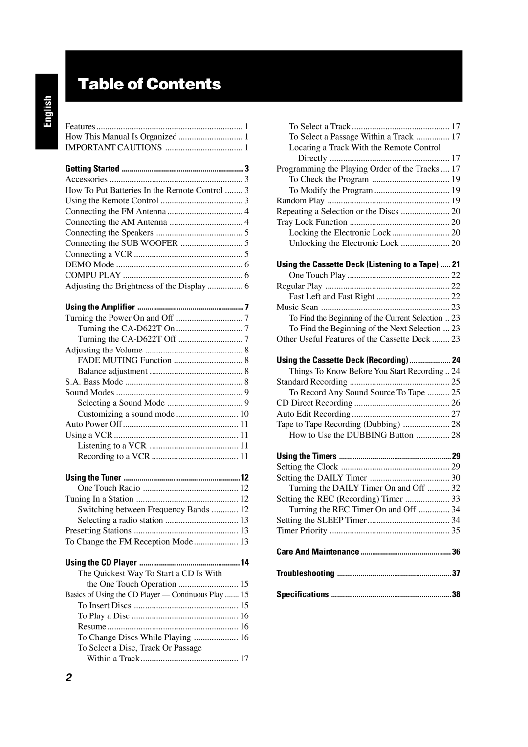 JVC GVT0001-002A manual Table of Contents 