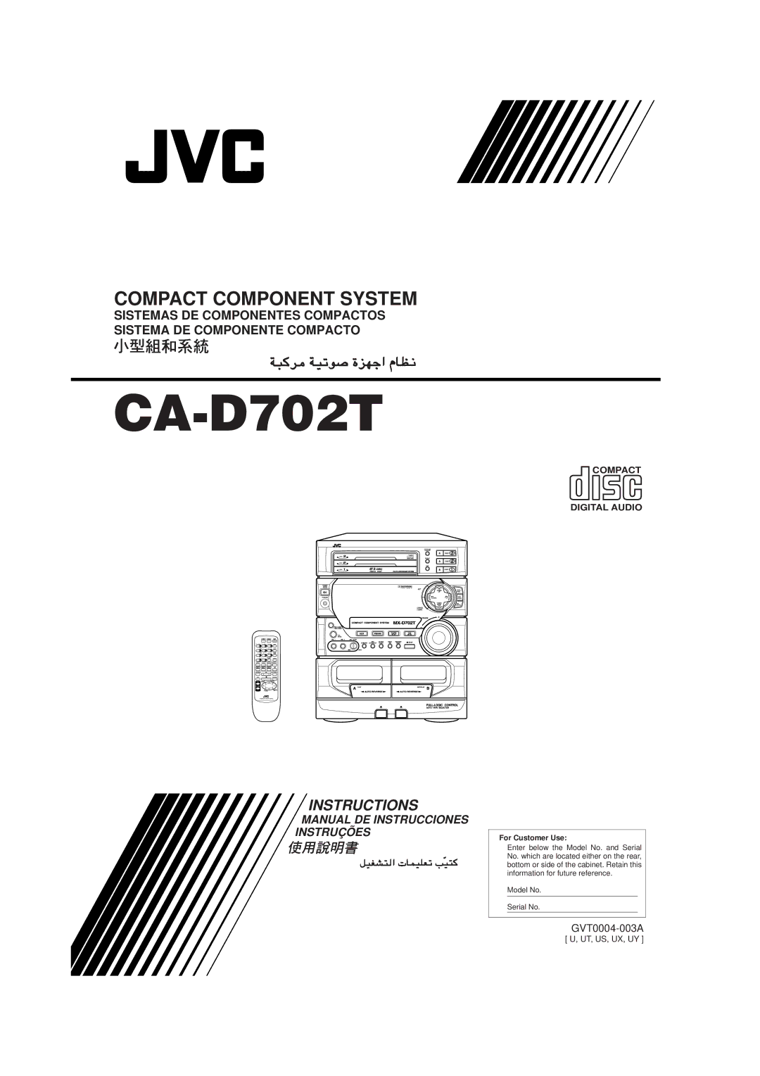 JVC CA-D702T, GVT0004-003A manual 