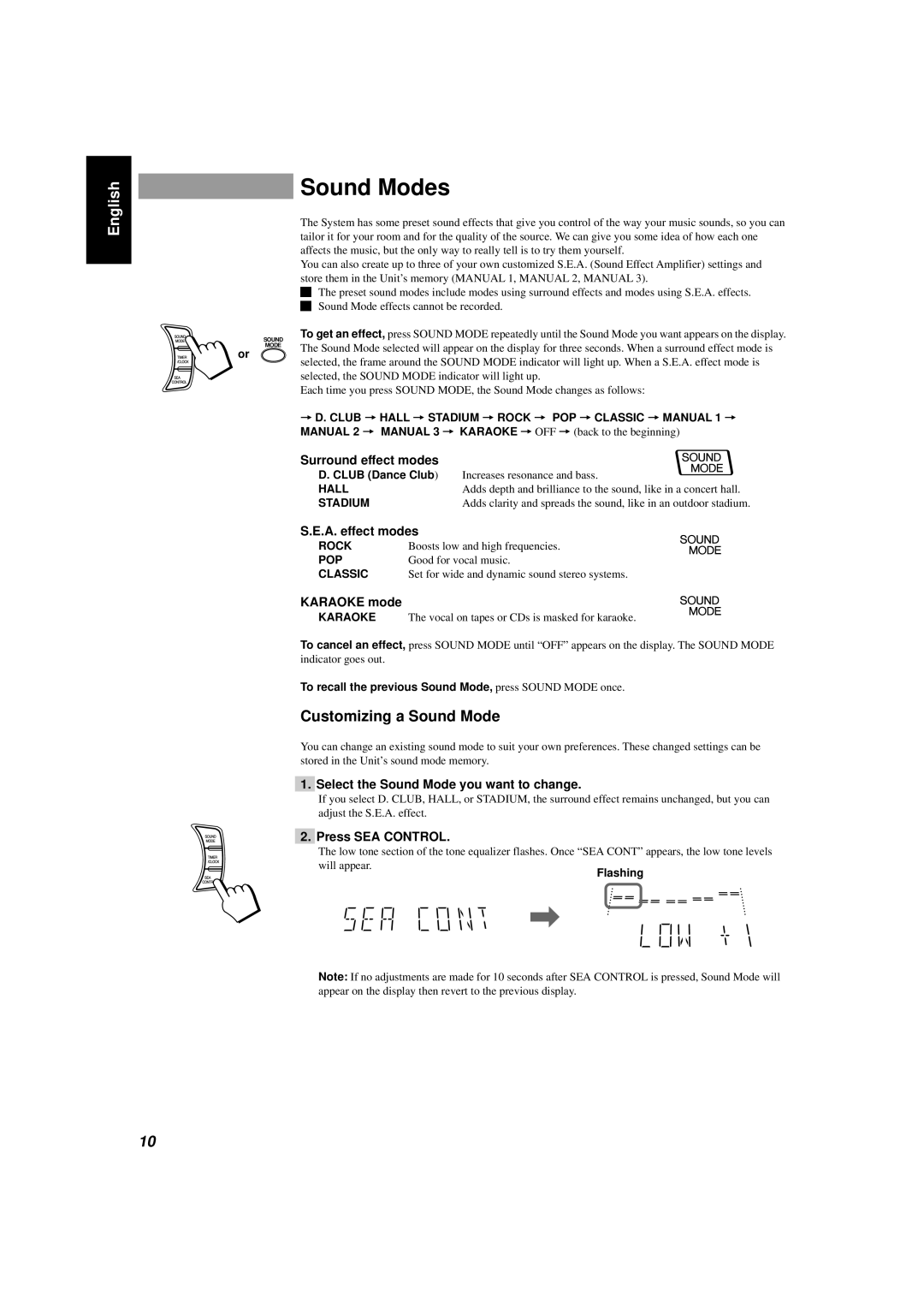 JVC GVT0004-003A, CA-D702T manual Sound Modes, Customizing a Sound Mode 