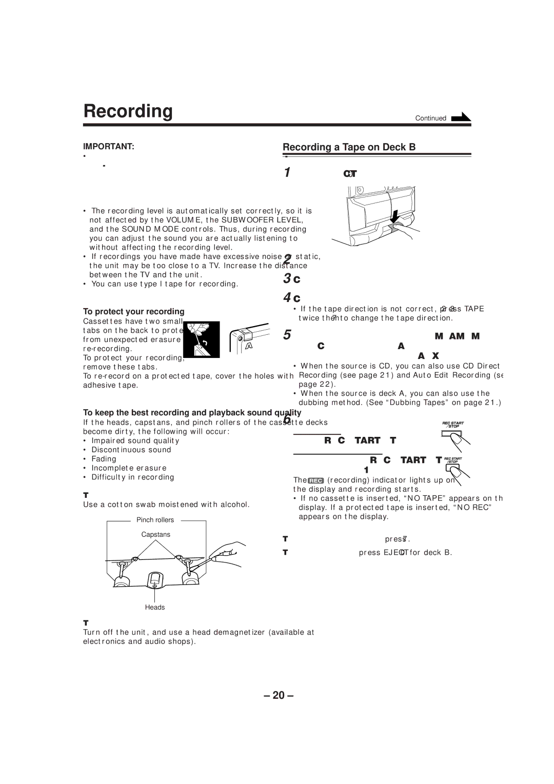 JVC GVT0052-008A manual Recording a Tape on Deck B, To protect your recording, To demagnetize the heads 