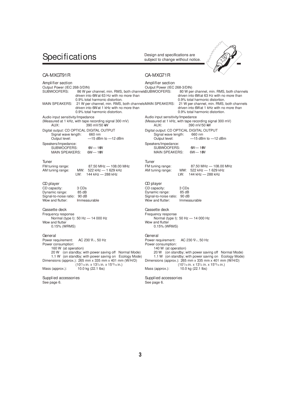 JVC GVT0052-008A manual Specifications 