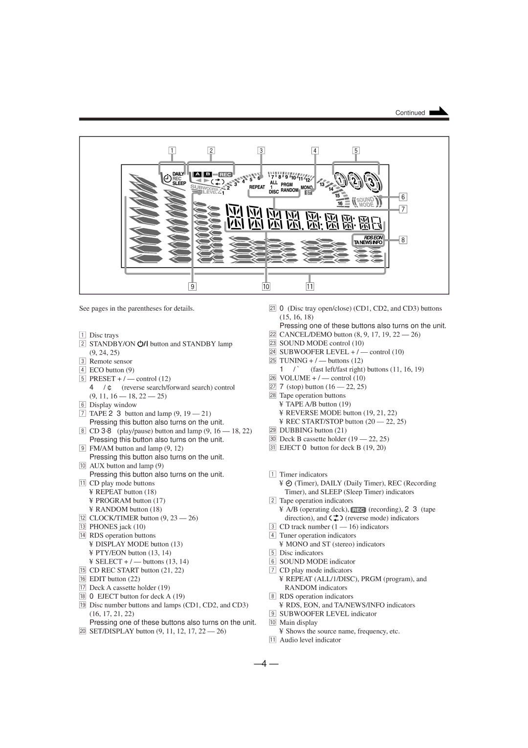 JVC GVT0052-008A manual Display Window, See pages in the parentheses for details 