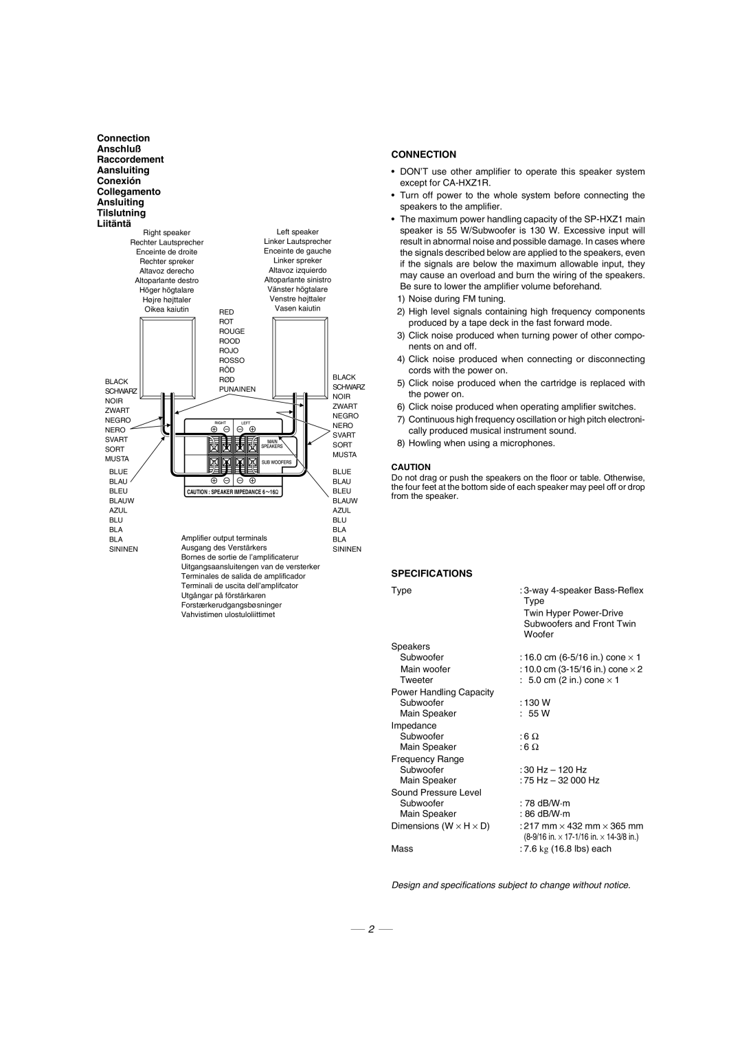 JVC GVT0077-008A manual Connection, Specifications 