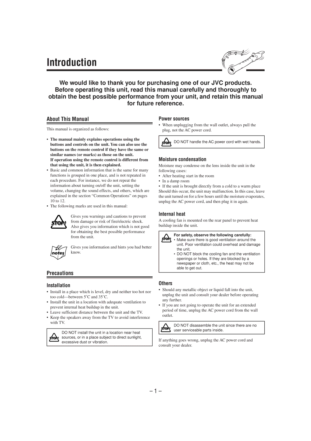 JVC GVT0077-008A manual Introduction, About This Manual, Precautions 