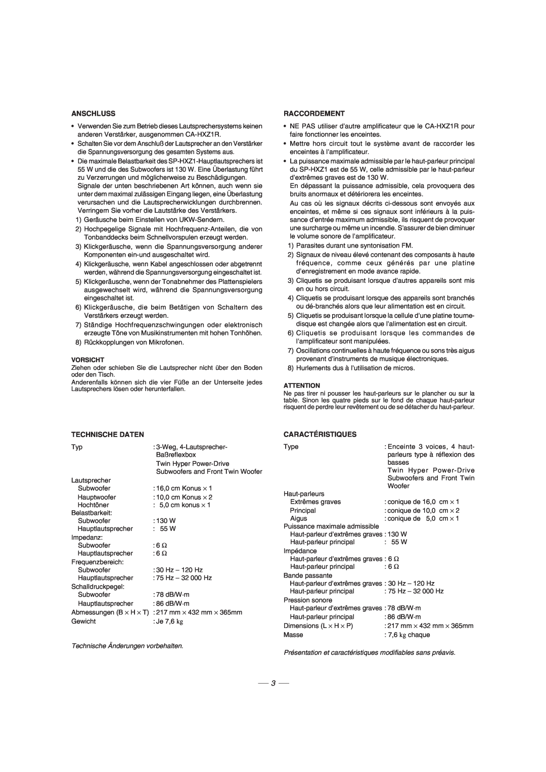 JVC GVT0077-008A manual Anschluss, Raccordement, Technische Daten, Caractéristiques 