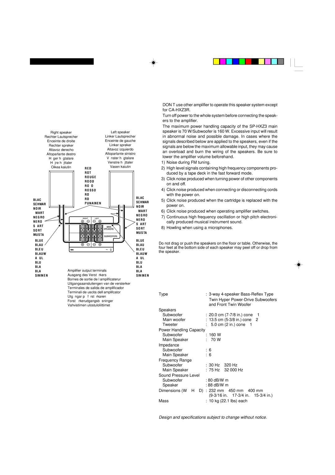 JVC CA-HXZ3R, GVT0086-008A manual Connection, Specifications 