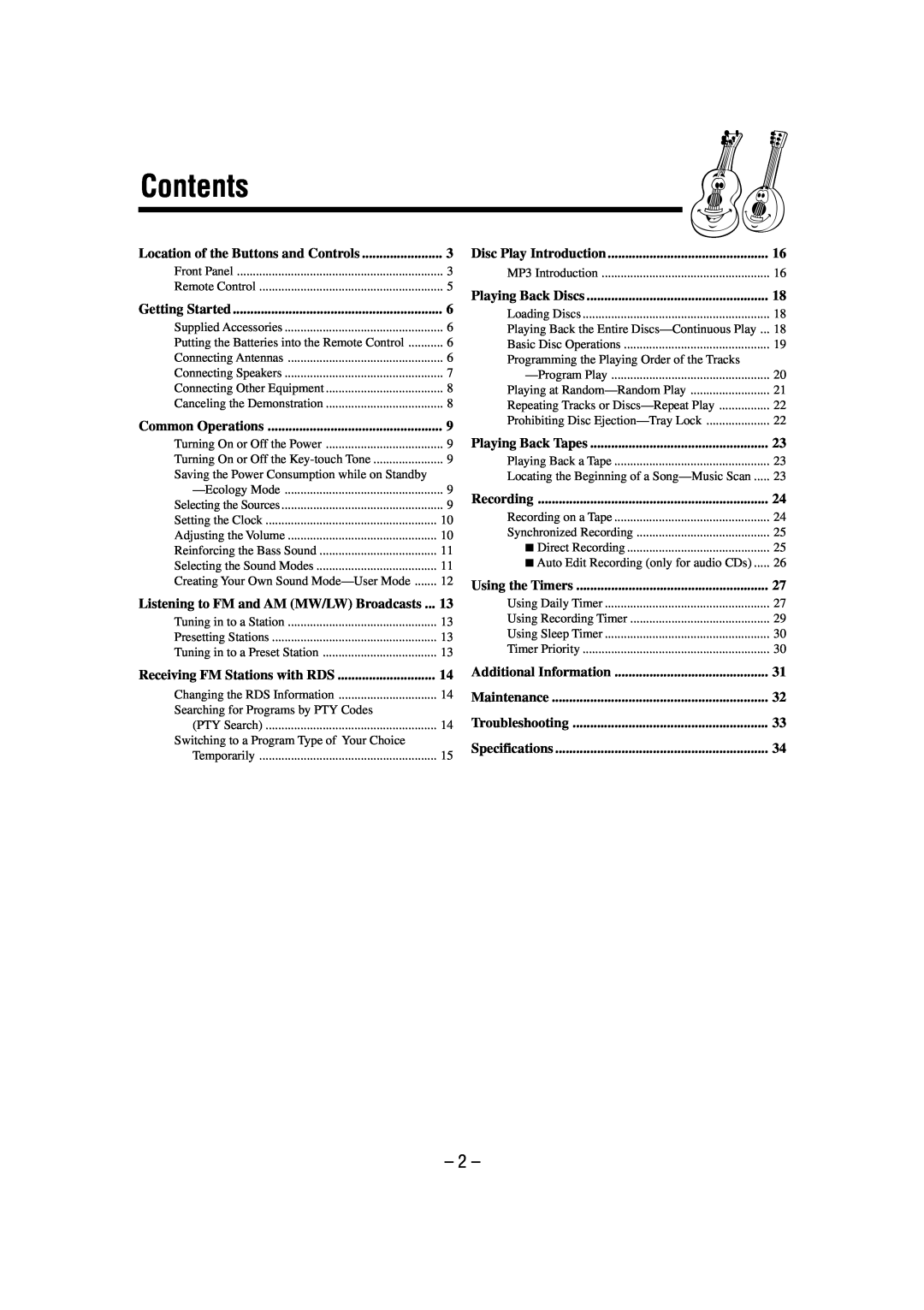 JVC CA-HXZ3R, GVT0086-008A manual Contents 
