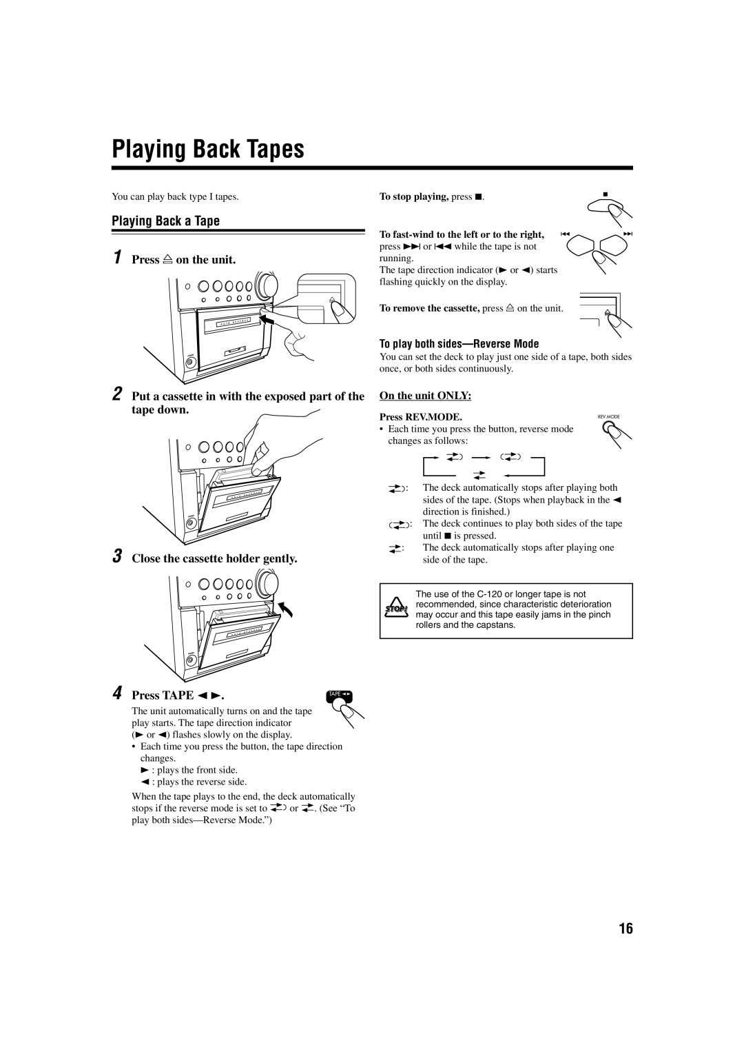 JVC GVT0115-005A manual Playing Back Tapes, Playing Back a Tape 