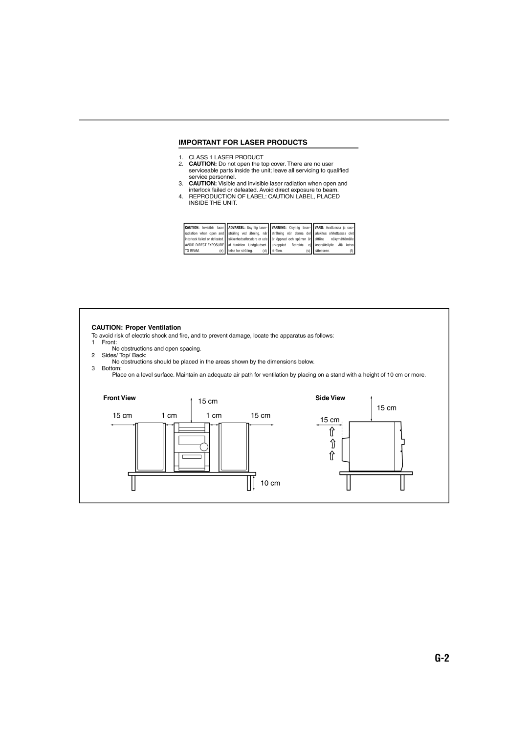 JVC GVT0115-005A manual Important for Laser Products 