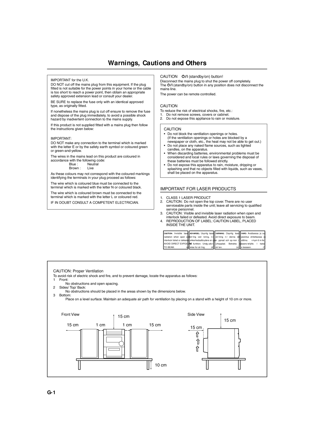 JVC GVT0115-008B manual Important for Laser Products 