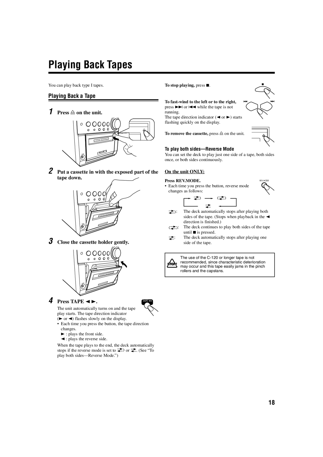 JVC GVT0115-008B manual Playing Back Tapes, Playing Back a Tape 