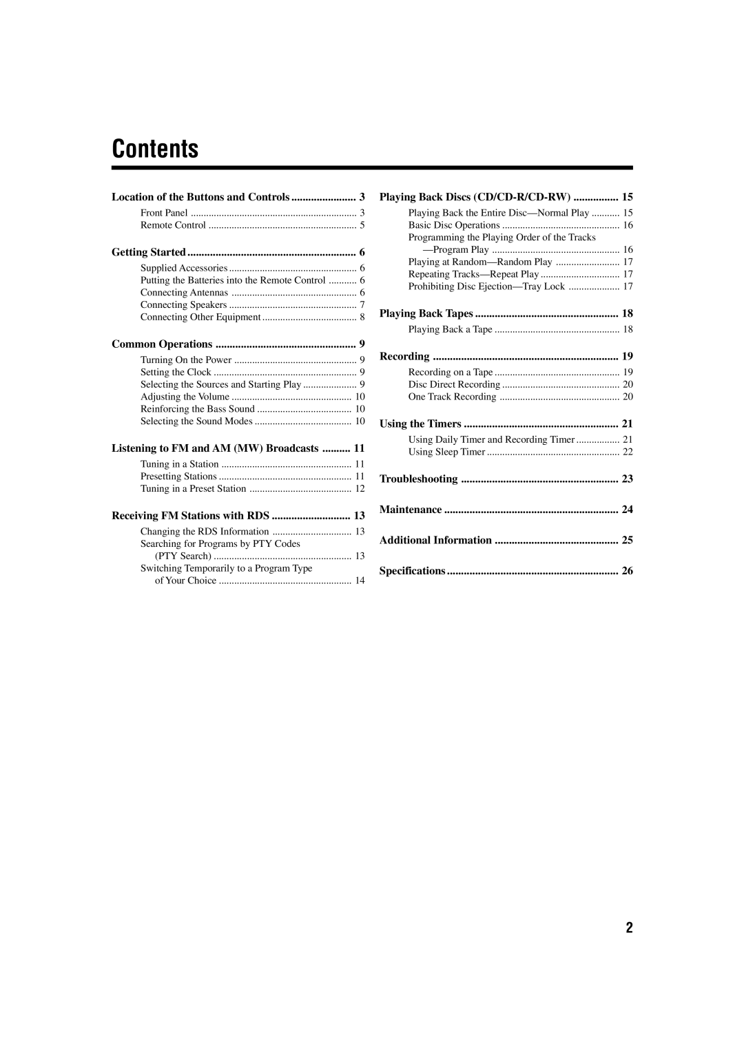 JVC GVT0115-008B manual Contents 