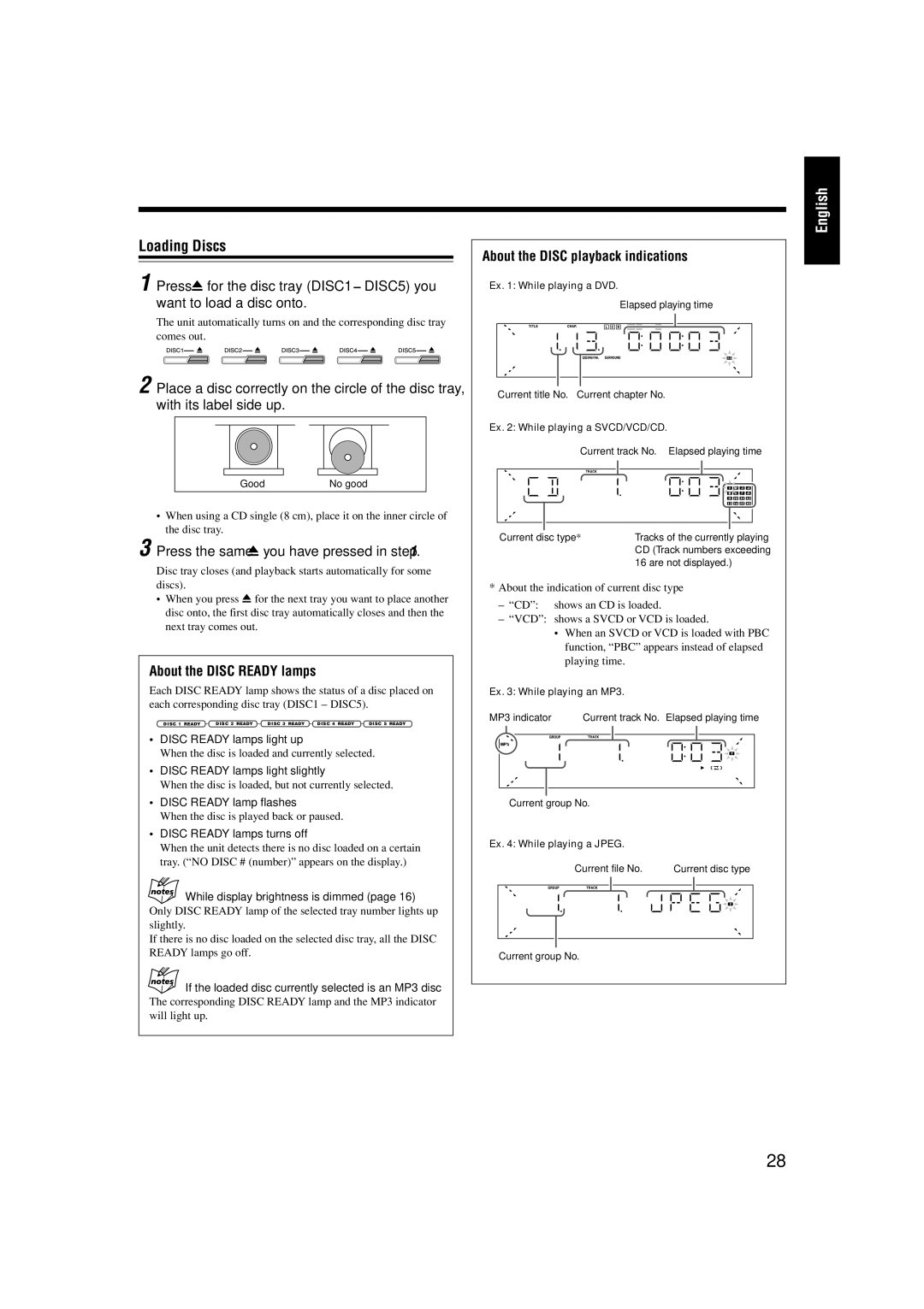 JVC GVT0119-001C, CA-HXZ77D, CA-HXZ55D Loading Discs, Press the same 0 you have pressed in step, About the Disc Ready lamps 