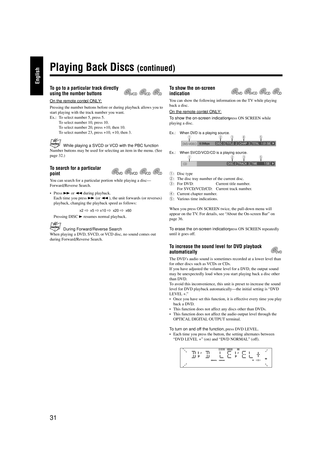 JVC GVT0119-001C, CA-HXZ77D, CA-HXZ55D To search for a particular Point, To show the on-screen Indication, Automatically 