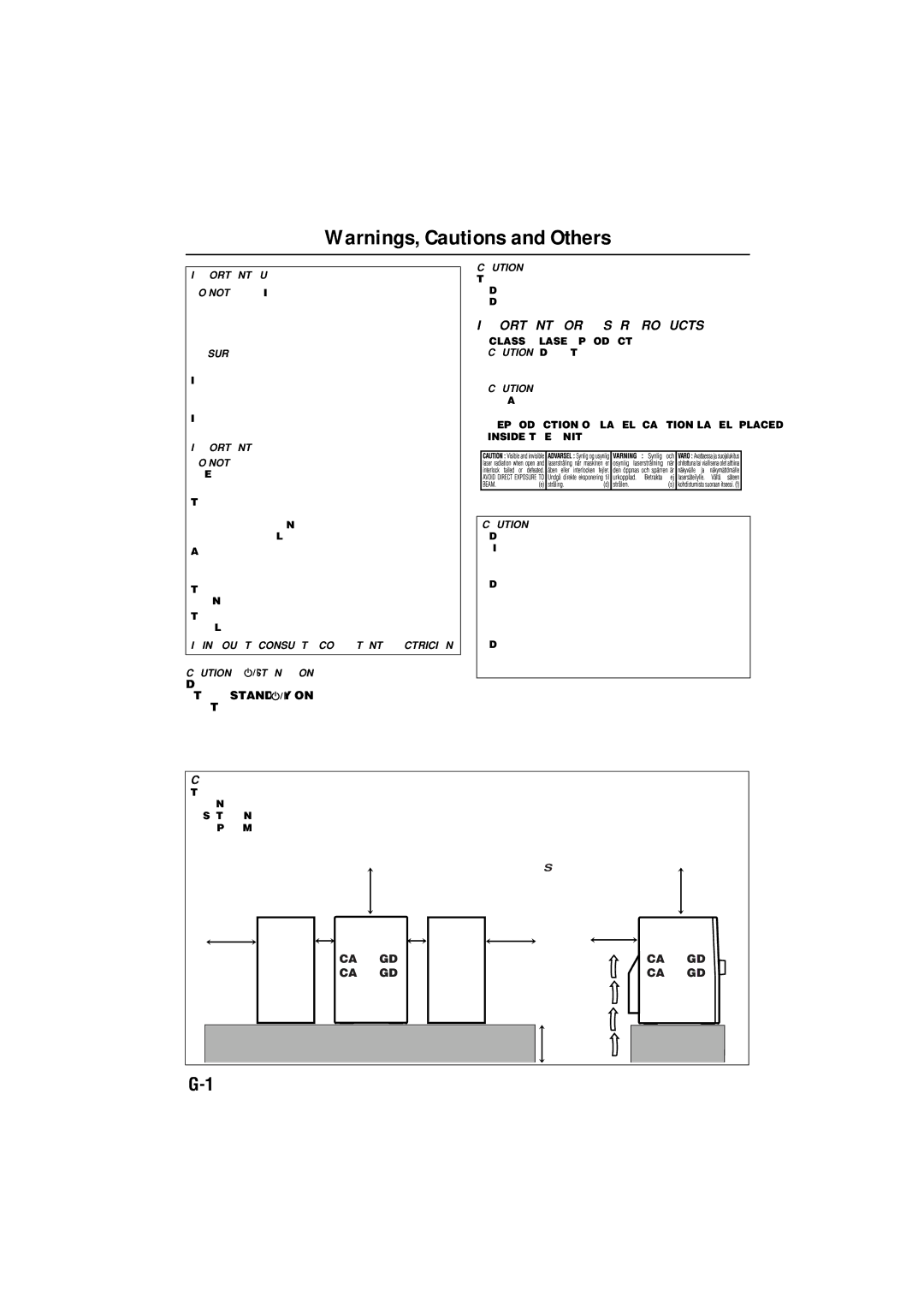 JVC GVT0125-003A manual Important for Laser Products 