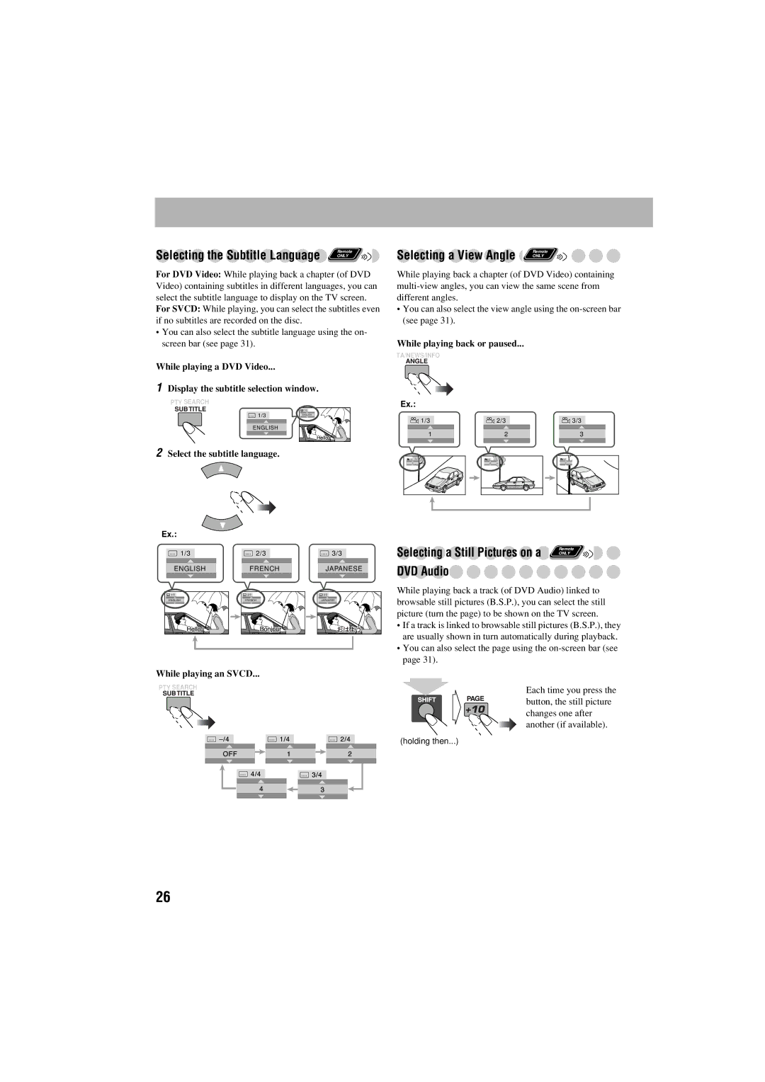 JVC GVT0125-003A manual DVD Audio, Select the subtitle language While playing back or paused, While playing an Svcd 