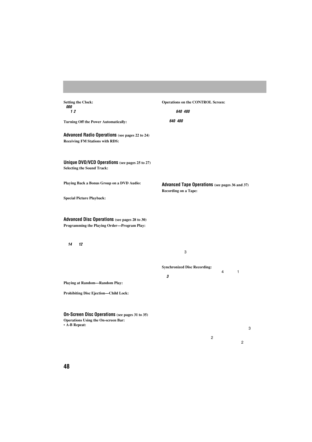 JVC GVT0125-003A manual Advanced Tape Operations see pages 36, Advanced Radio Operations see pages 22 to 