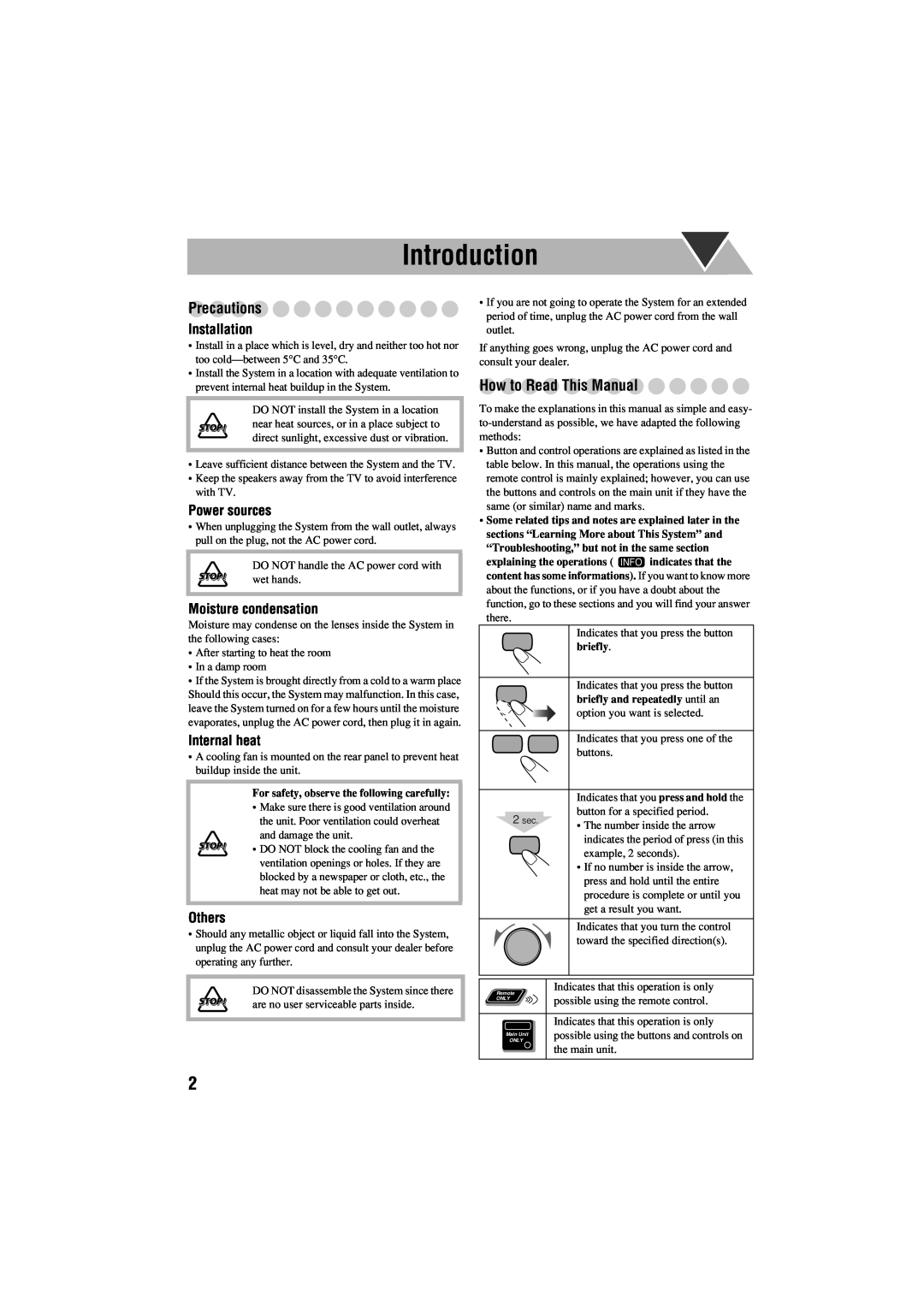 JVC GVT0125-003A Introduction, Precautions, How to Read This Manual, Installation, Power sources, Moisture condensation 