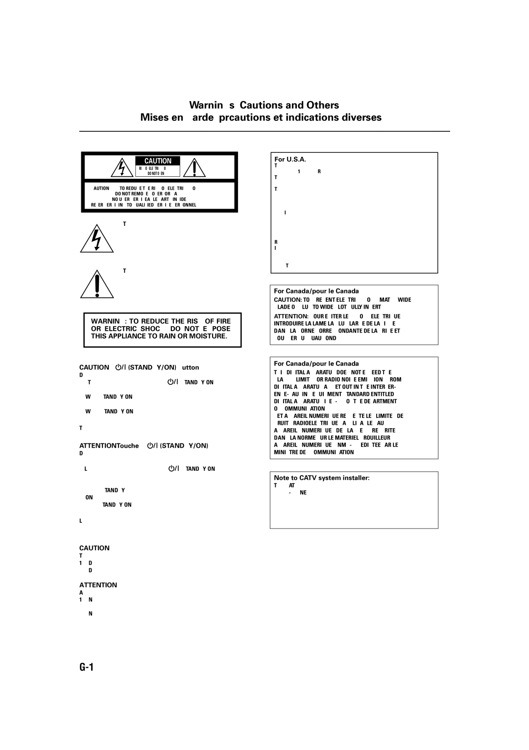 JVC GVT0134-001B, CA-FSS57 manual Mises en garde, précautions et indications diverses 